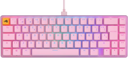 Glorious Gaming GMMK 2 Compact 65% - Teclado Gaming mecánico, Compacto TKL 65%, Carcasa de Aluminio, Personalizable, keycaps Dobles, switches Fox, RGB, distribuciones QWERTY español - Rosa