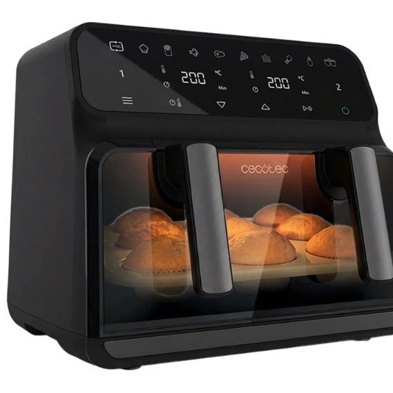 Freidora de aire - Cecotec Cecofry Advance 9000 Window, 2200 W, 9 L