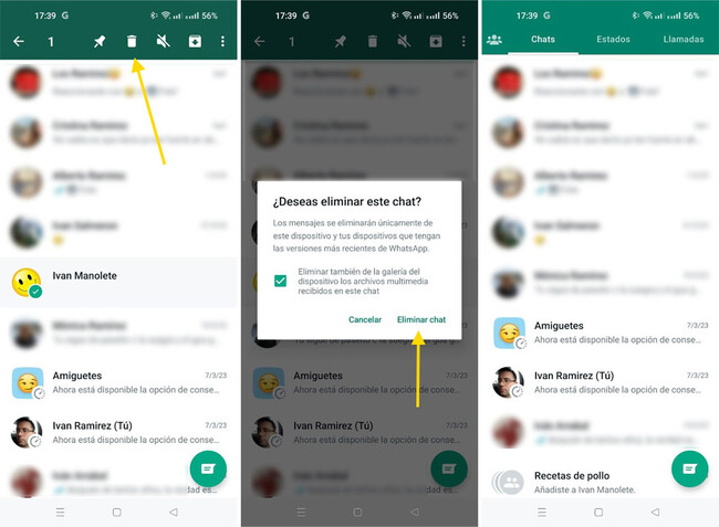 Vaciar, eliminar, archivar y cerrar chats de WhatsApp: en qué se