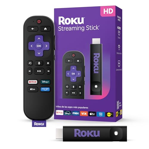 Roku® Streaming Stick™ 2025 - Dispositivo de Streaming Roku HD para TV con Control Remoto por Voz