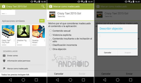 Reportar aplicaciones en Google Play
