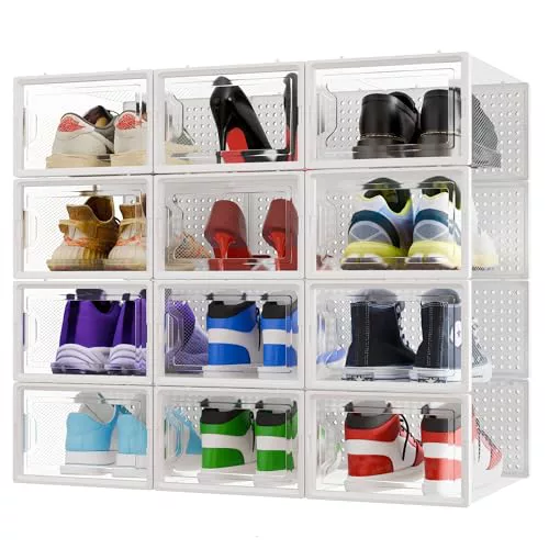 CM HOME - Cajas de Zapatos Transparentes Apilables – Pack 12 - 