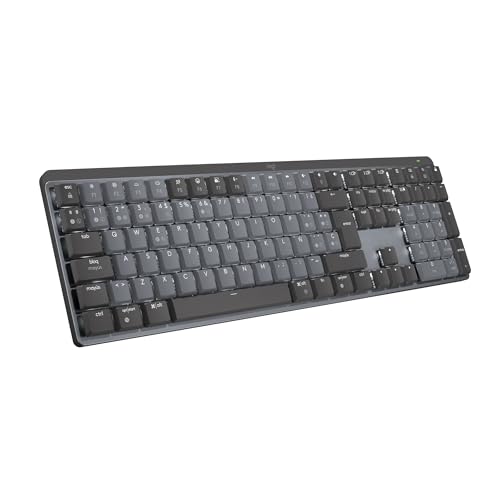 Logitech MX Teclado Mecánico Inalámbrico Iluminado Performance,Interruptores Táctiles silenciosos,Teclas retroiluminadas, Bluetooth, USB-C, macOS, Windows,Linux, iOS,Android,Metal,US INT'L QWERTY-Gris