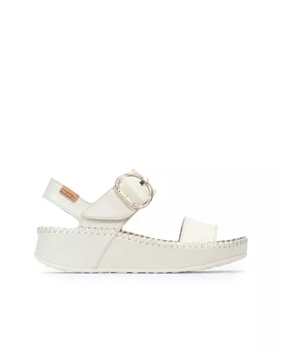 Pikolinos Sandalias cuña en Cuero Marina para Señora Color Nata