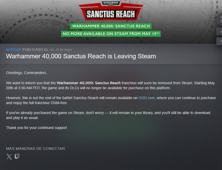 Comunicado Steam Warhammer