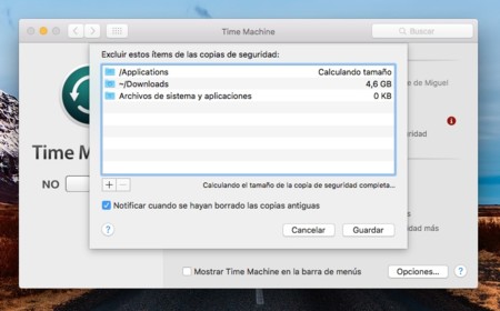Time Machine Opciones