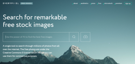 Everypixel es un excelente buscador de fotos de stock gratis y de pago potenciado por IA