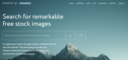 Everypixel es un excelente buscador de fotos de stock gratis y de pago potenciado por IA