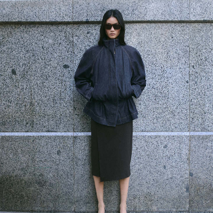 Parka vaquera cintura fruncida