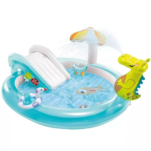INTEX - Piscina infantil hinchable con dispersor de agua y tobogan