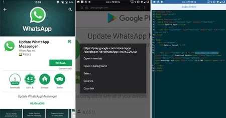 Whatsapp マルウェアのスクリーンショット