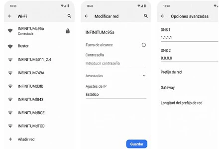 Captura pantalla configurar DNS