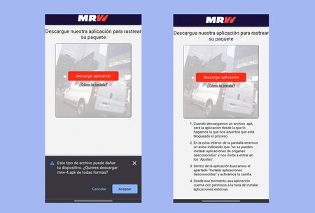 Flubot, la estafa SMS de FedEx en Android, ahora llega bajo el nombre de MRW en un mensaje así: "El envio se ha devuelto dos veces"