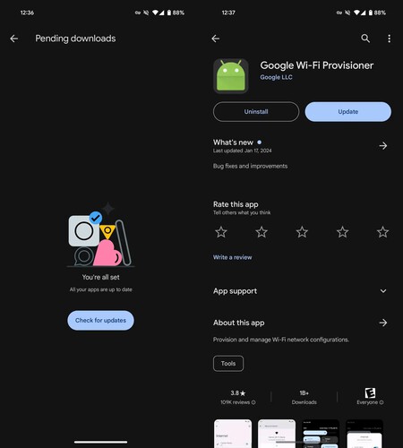 Google Play Actualizaciones Sistema Bug