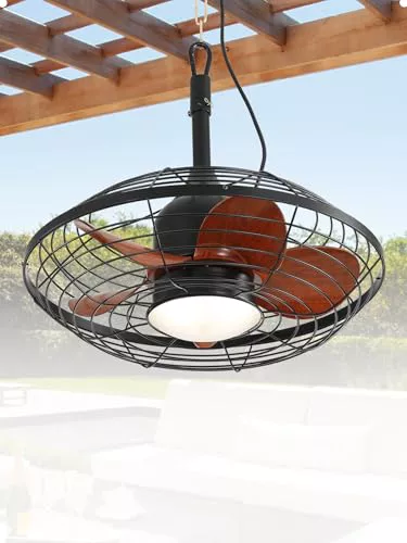 Sofucor 51cm Ventilador de Techo con Luz Impermeable IP65, 6 Velocidades, Mando, Temporizador, Motor DC, LED Silencioso Ventilador Techo con Lampara para Salon