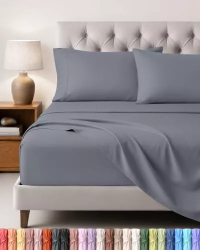 Utopia Bedding Juego de Sabanas 4 Piezas, 150x200cm, Gris