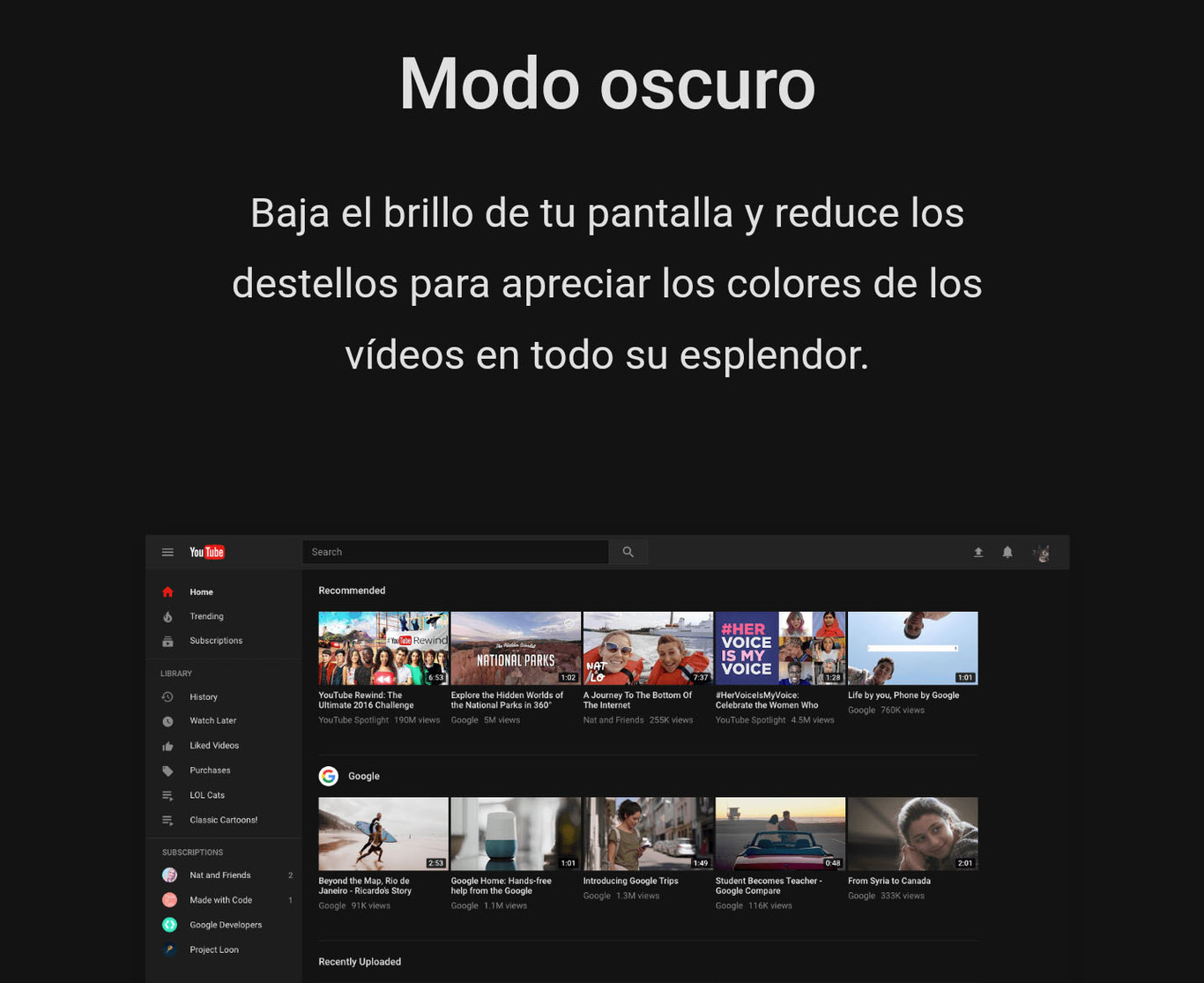 YouTube para Android cambia el rojo por el blanco en su interfaz ...