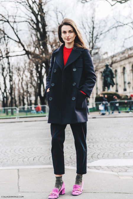 Pfw Paris Fashion Week Fall 2016 Street Style Collage Vintage Andreea Diaconu Gucci Pink Shoes 1