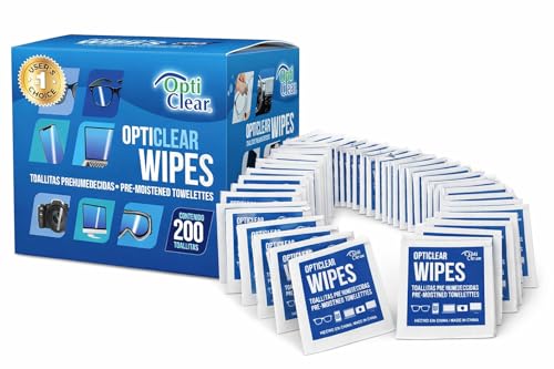 Opticlear® | 200 Toallitas Húmedas Individuales | para Limpiar y cuidar Tus Lentes, cámaras, Pantallas y celulares