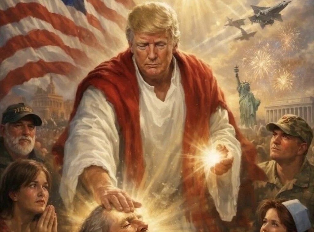 Es difícil superar a este mundo con sátira: Trump creyéndose Jesús con IA arruinó la gran ida de olla de Patriota en The Boys  