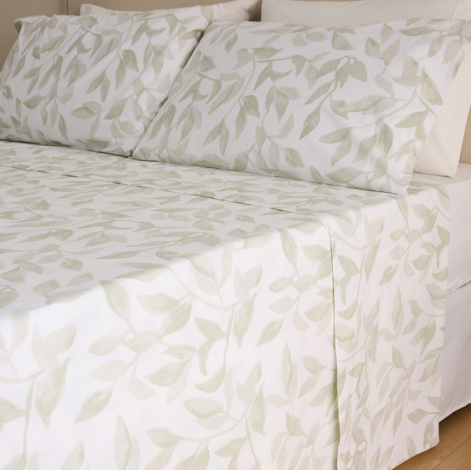 Juego de sábanas algodón Sines Verde Cama 90 cm

