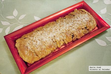 Receta de falso strudel de hojaldre con glasa de vino de Oporto