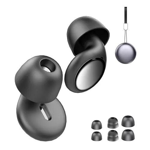VKROBAG Tapones Oidos Ruido Dormir, Tapones Oidos Cancelacion de Ruido de Silicona 35dB, earplugs reutilizables ultra suaves que reducen el ruido, Concentración, para Dormir y viajar, Negro
