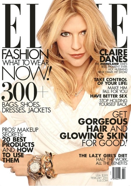 Claire Danes y su cara de loca en la portada de Elle