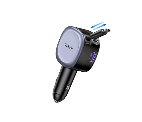 Cargador de coche UGREEN de 75 W con cable retráctil USB-C
