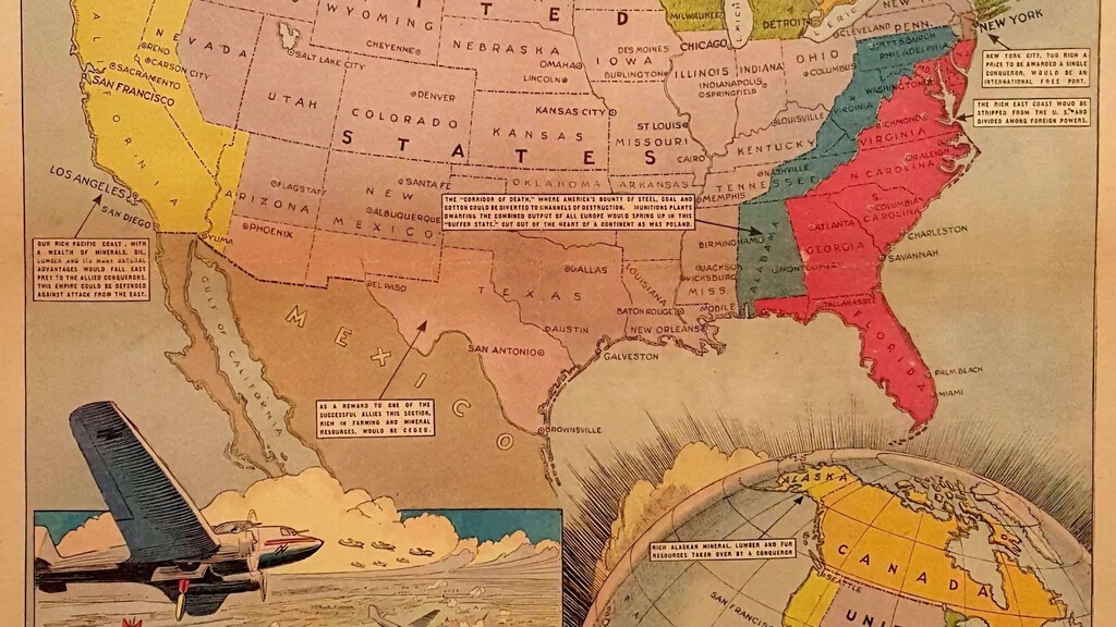 EEUU tenía muy claro cómo se repartirían nazis y japoneses el país si ganaban la guerra. Y lo volcó en un mapa 