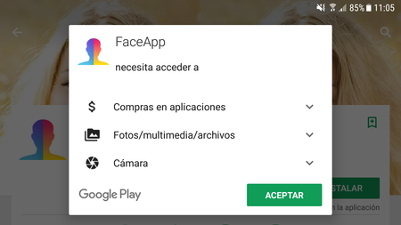 Permisos Faceapp