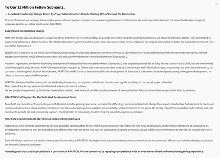 Carta De Krafton Subnautica 2