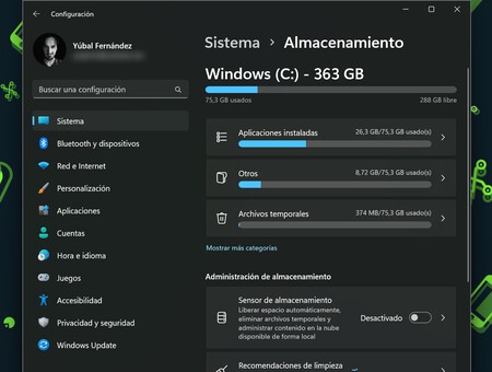 Espacio Win 11