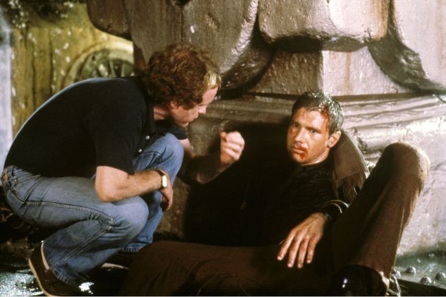 Ridley Scott y Harrison Ford en el rodaje de Blade Runner