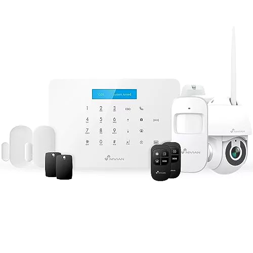 Nivian - Sistema de Alarma para Casa y Negocios Sin Cuotas Mensuales | Kit de Alarma WiFi/gsm | Control Remoto a través de App Tuya | Fácil Instalación Sin Cables | hasta 60 detectores