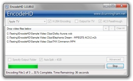 EncodeHD, sencillo conversor de vídeos