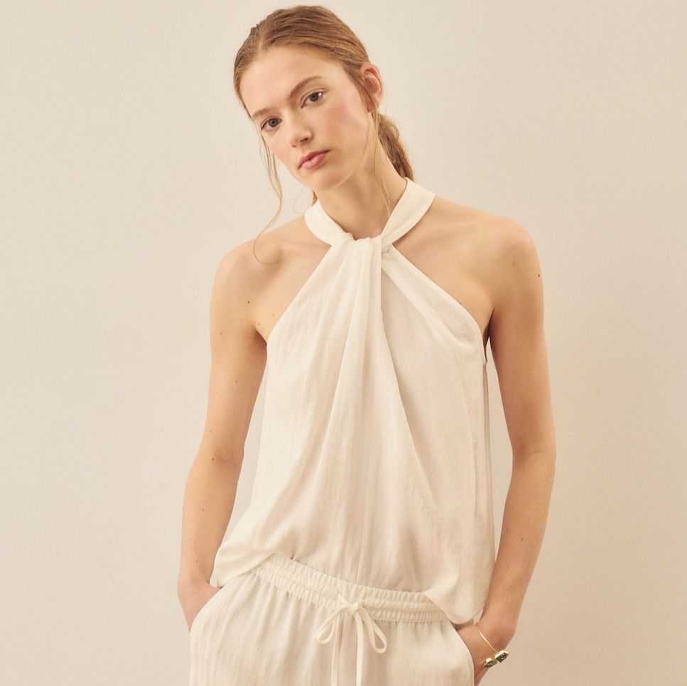 Top halter de mujer liso 120 Crudo Southern Cotton

