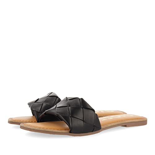 Sandalias Negras Tipo Pala con Trenzado para Mujer SENGLEA