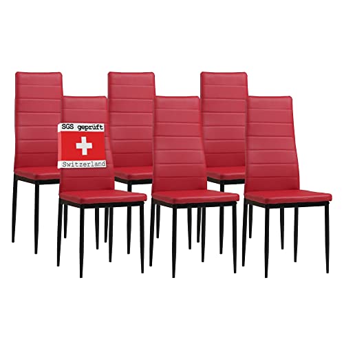 Albatros 2709 Milano Set de 6 sillas de Comedor, Rojo