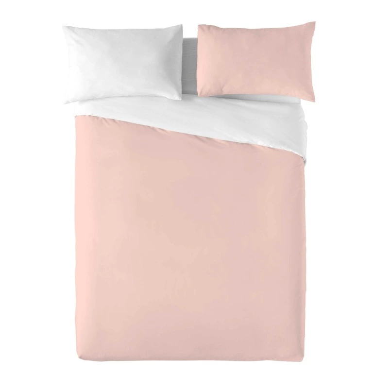 Funda nórdica NATURALS reversible 144 hilos rosa/blanco para cama de 135 cm
