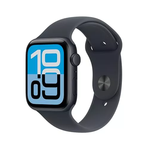 Apple Watch SE 3 GPS con caja de aluminio en color medianoche de 44 mm y correa deportiva color medianoche-Talla M/L.Monitores de entreno y sueño,monitor de frecuencia cardiaca,pantalla siempre activa