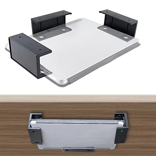 sciuU Soportes Multifuncionales Bajo el Escritorio - Almacenamiento para Ordenador portátil, Tableta, Teclado etc. Ahorra Espacio Espacio de Trabajo - Instalación con Tornillos o Cinta Adhesiva