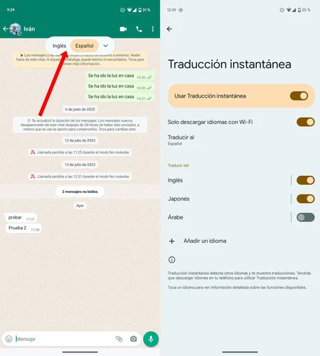 Whatsapp の翻訳されたメッセージ