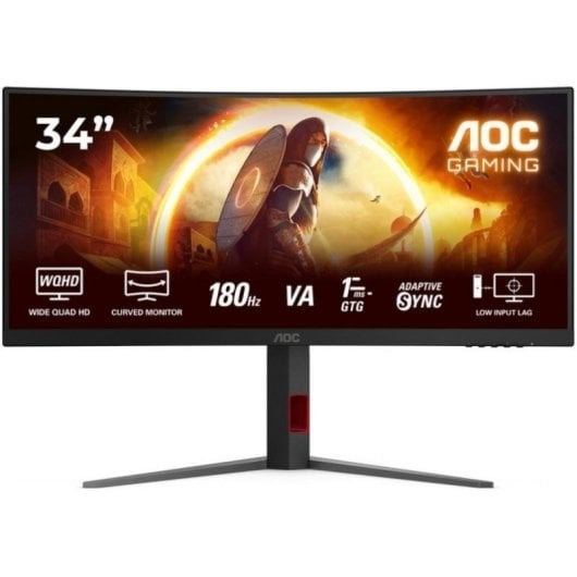 AOC CU34G4 34 Monitor" Curved WQHD 3440x1440 180Hz HDR10 Fast VA 1ms Black