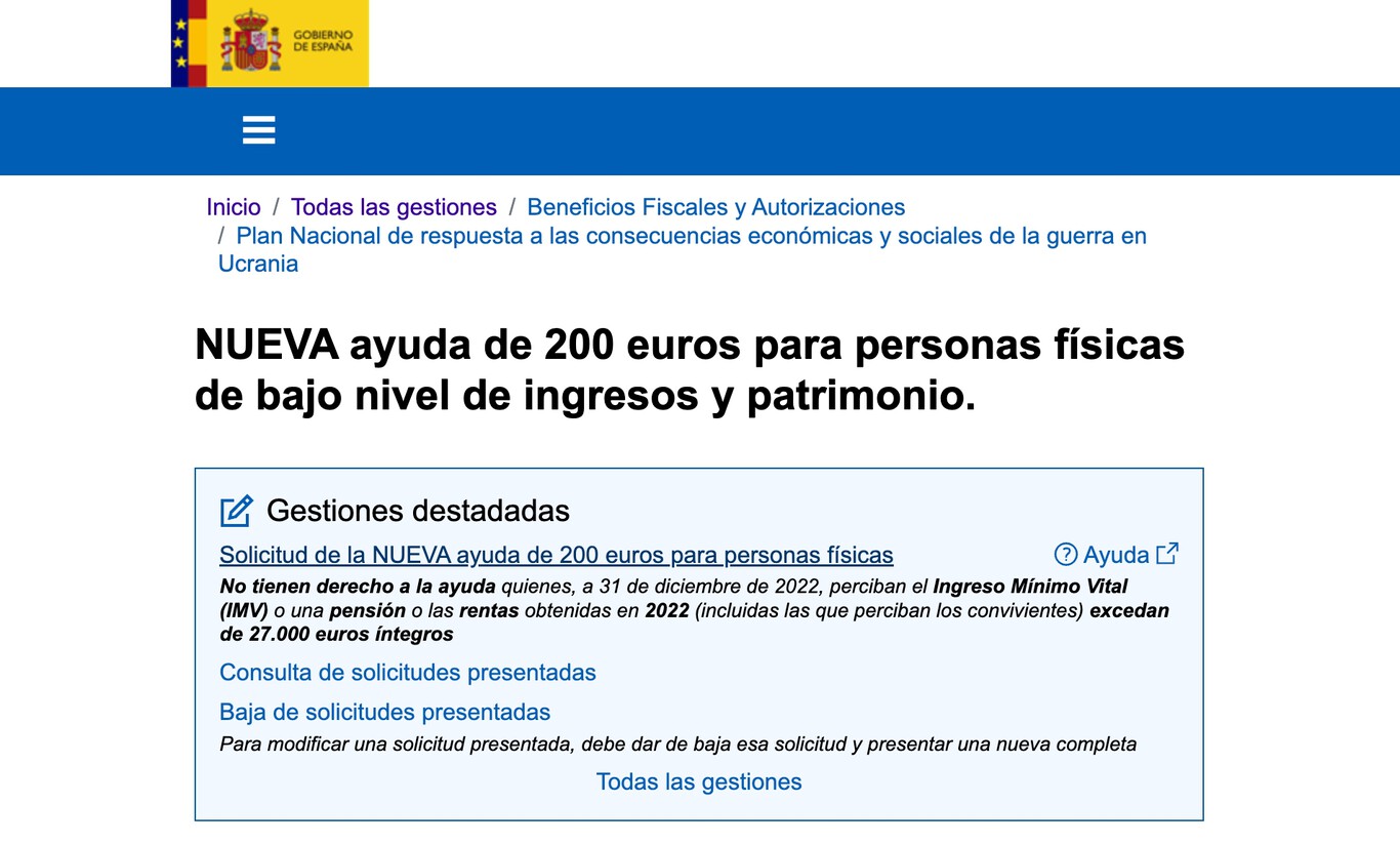 Cómo pedir el cheque ayuda de 200 euros para alimentación de rentas ...