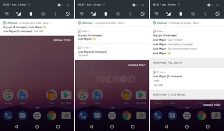 グループ化された通知 |グループ化されていない通知 |拡張通知