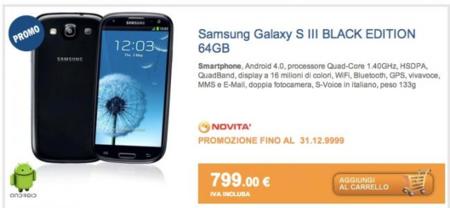 Samsung Galaxy S III Black Edition 64 GB aparece a la venta en Italia