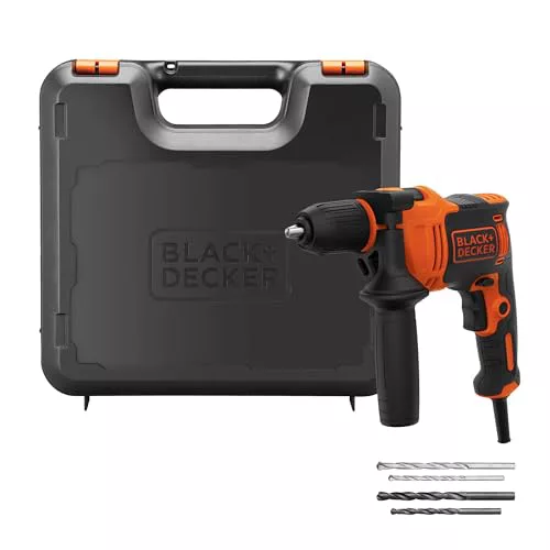 BLACK+DECKER Taladro Percutor con Cable 710W, Portabrocas 13mm, Incluye 4 Brocas