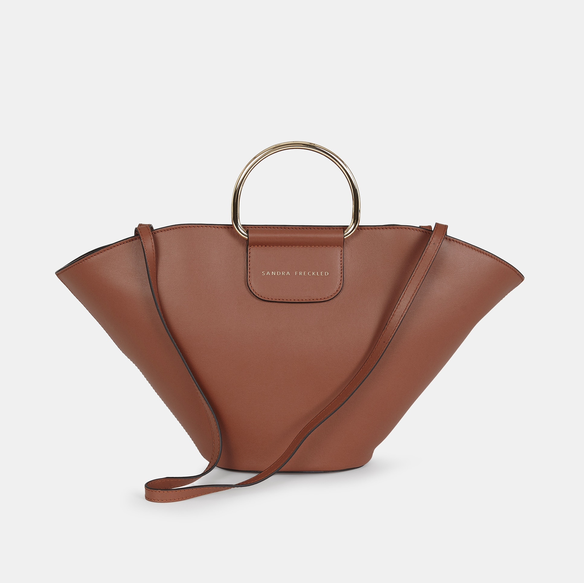 Bolso crossbody Sandra Fleckled con asas de mano metálicas en piel - Sandra Freckled 
