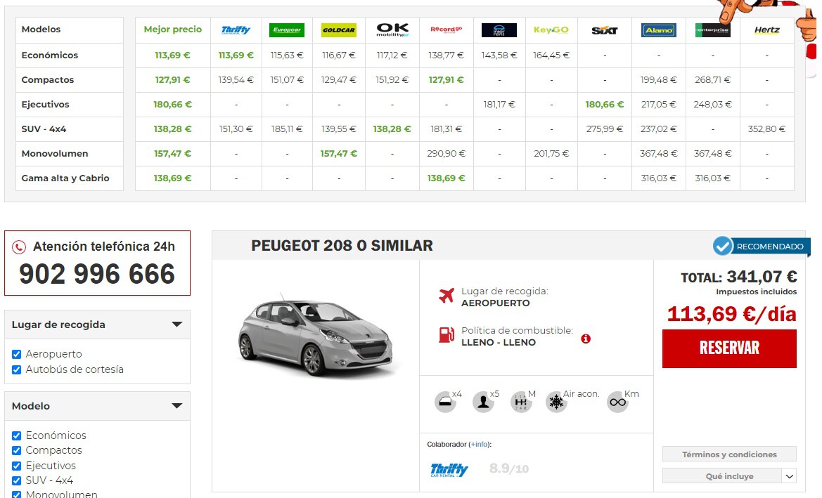 Las cinco mejores web para comparar el precio de un coche de alquiler consigue el mejor